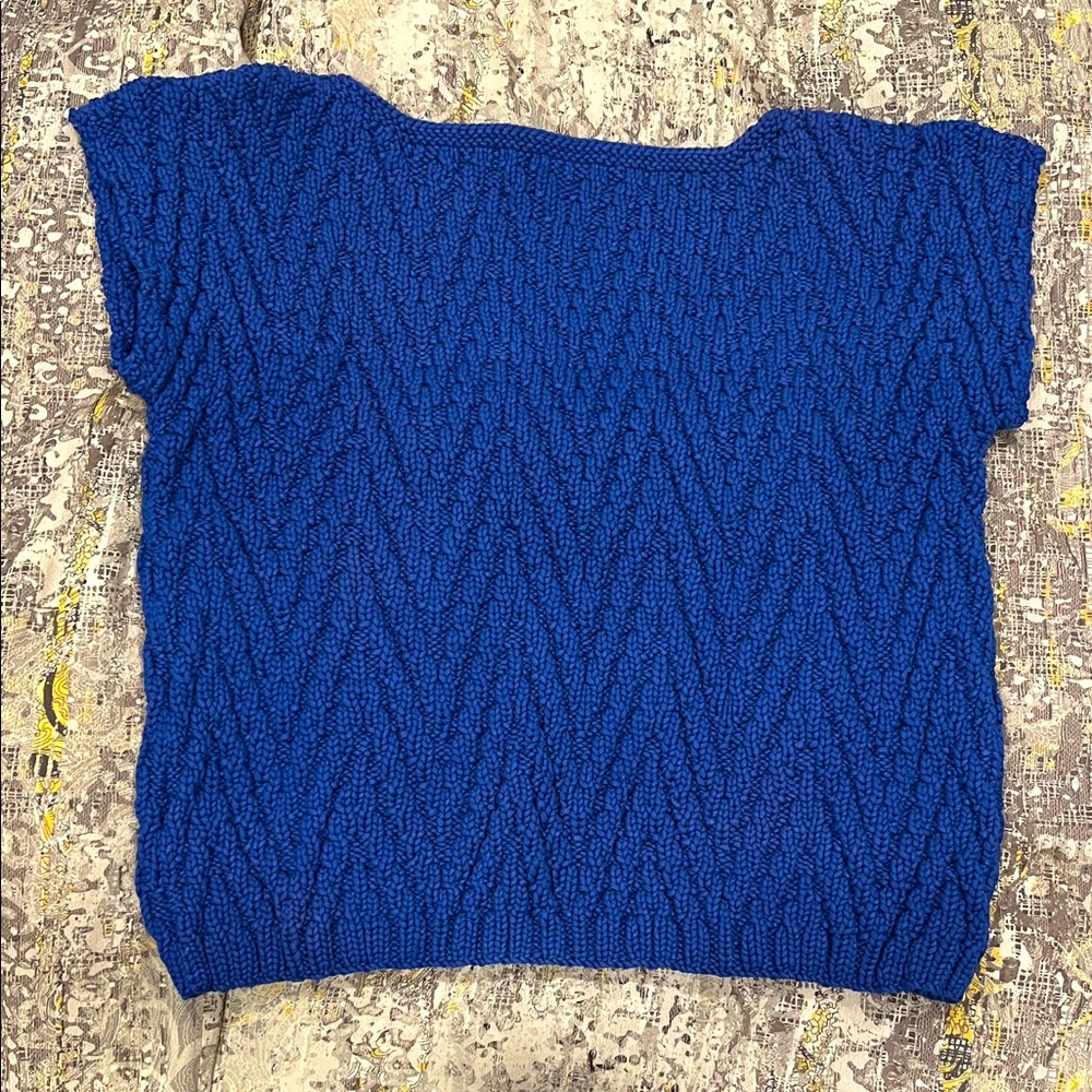 Blue Textured Knit Top